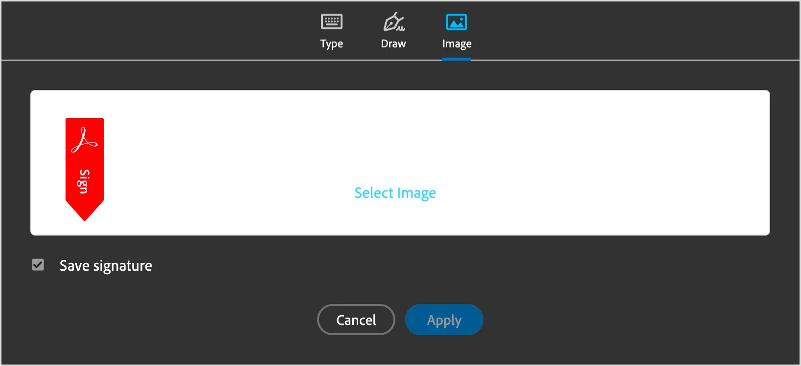 Възможни варианти за подписва в Adobe Acrobat.